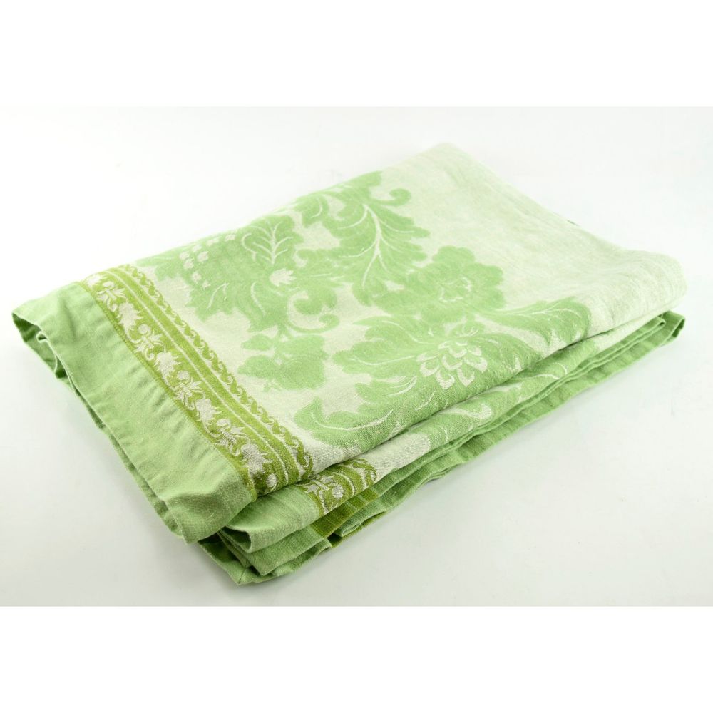 Williams Sonoma Green Jacquard Tablecloth 102x69